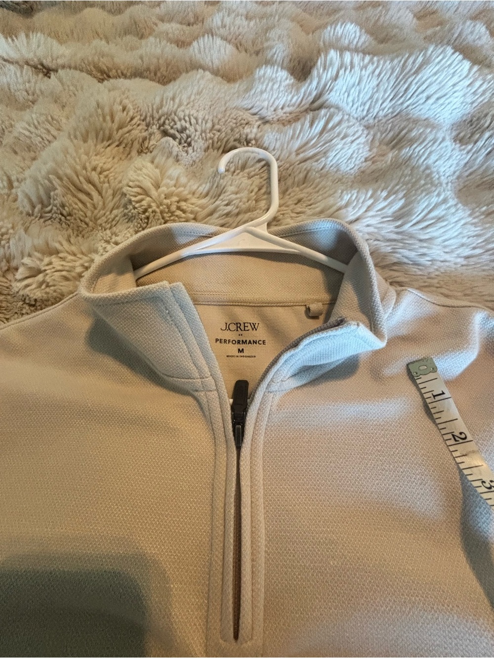 J. Crew Birdseye Performance Quarter-Zip in Light Beige-Medium